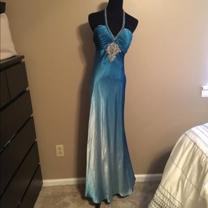 Betsy & Adam Blue Ombre Prom Dress